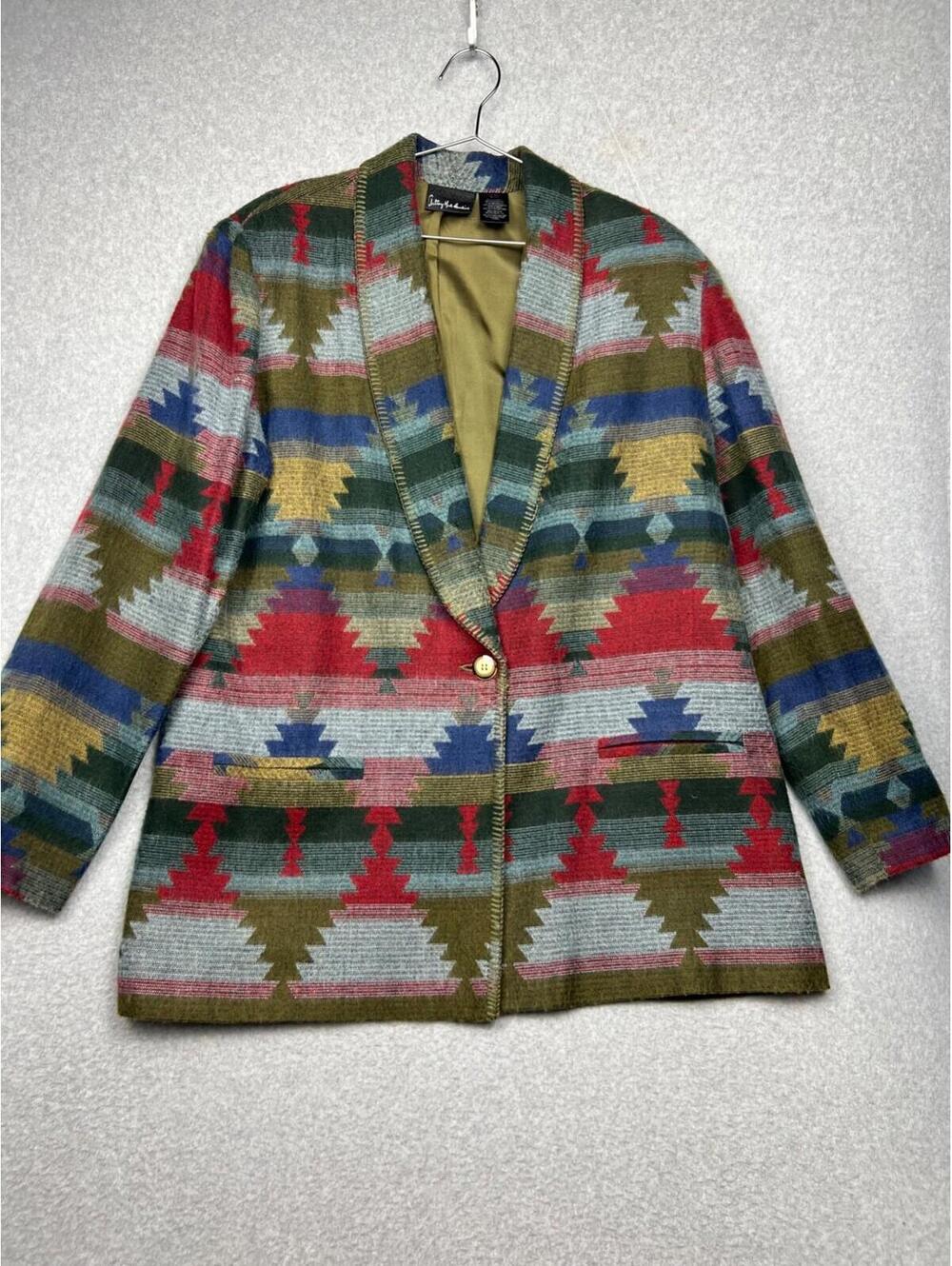 VTG Anthony Mark Hankins Blazer Jacket Wmn Plus 18 Tall Aztec Southwestern